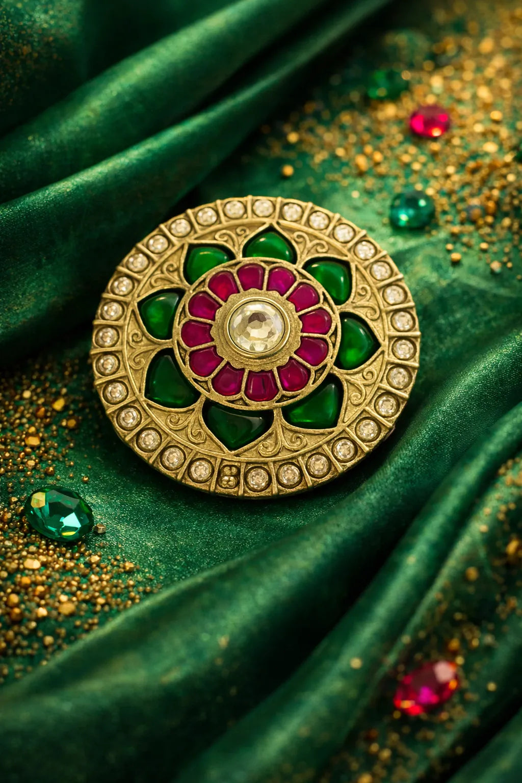 Ruby-Red Medallion Brooch