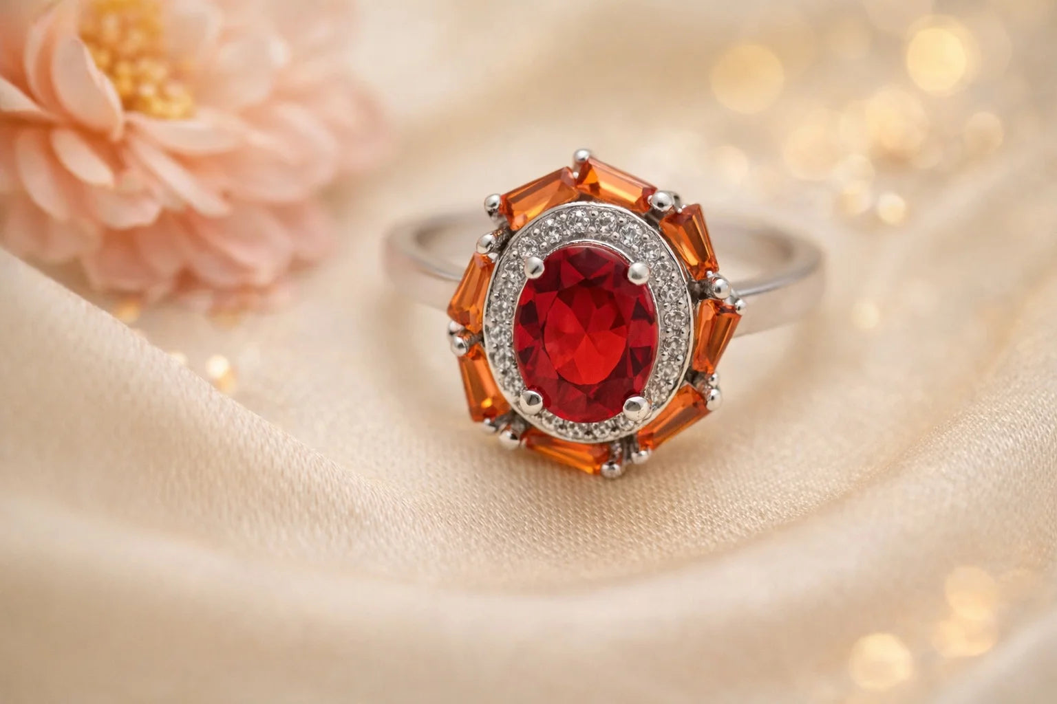 Ruby Red Halo Ring