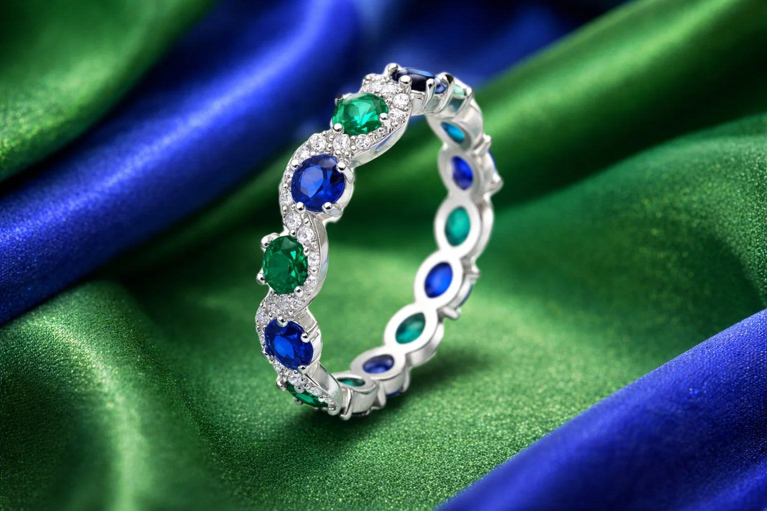 Sapphire & Emerald Eternity Ring