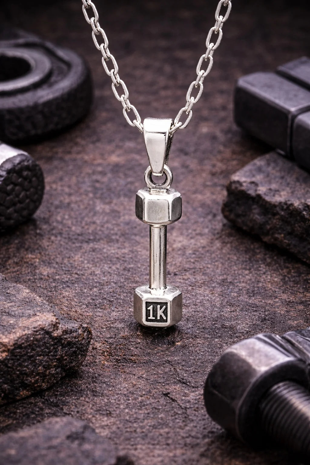 Silver Dumbbell Pendant