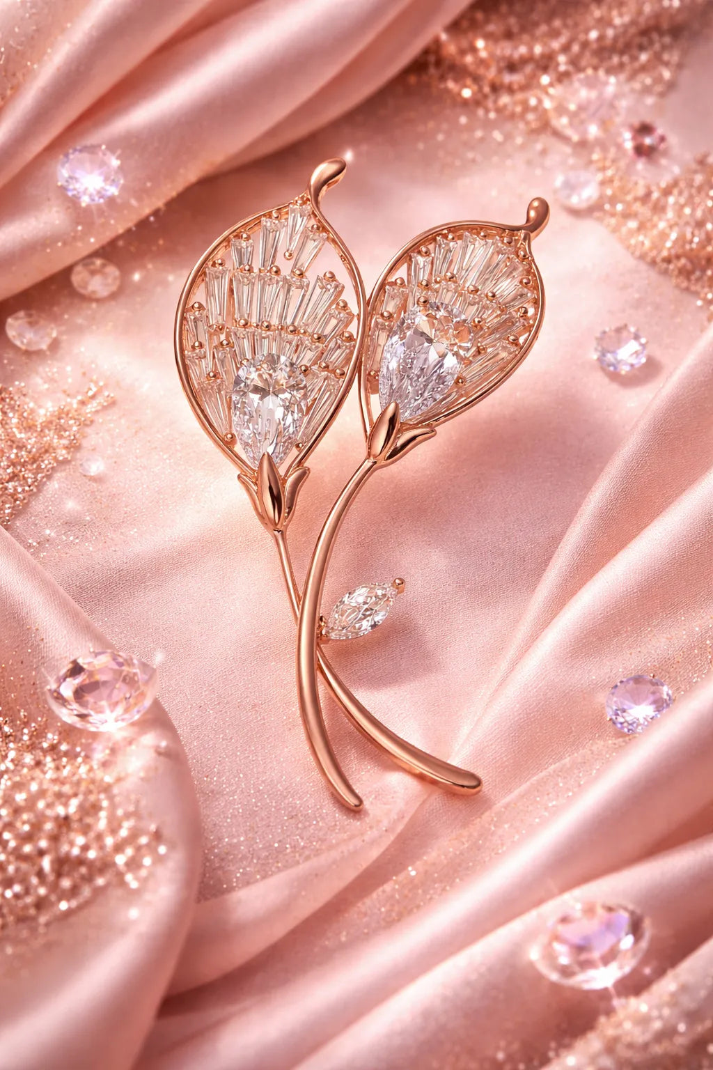 Twin Blossom Pink Brooch