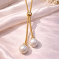 Twin Pearl Drop Necklace