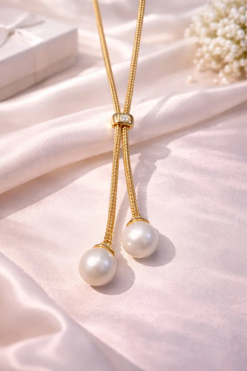 Twin Pearl Drop Necklace