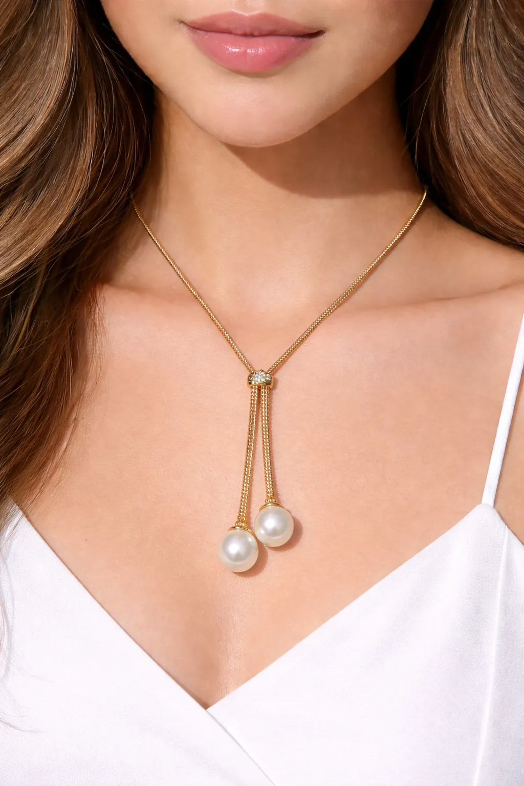 Twin Pearl Drop Necklace