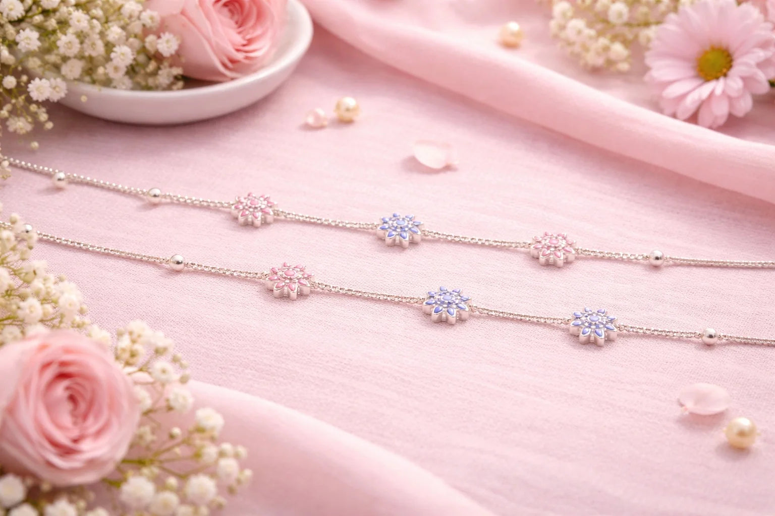 Dual-Tone Floral Anklet