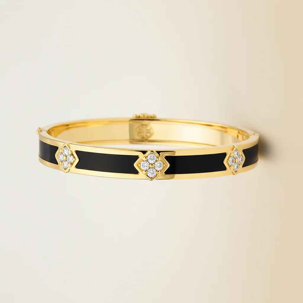 Gold Plated Noir Bloom Bangle