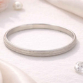 Sterling Silver 925 Elegant Textured Bangle Bracelet