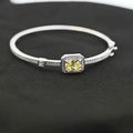Bracelet With Yellow Princess- cut Stone and Crystal Accents