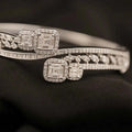Dual Square Diamond Halo Bangle Bracelet
