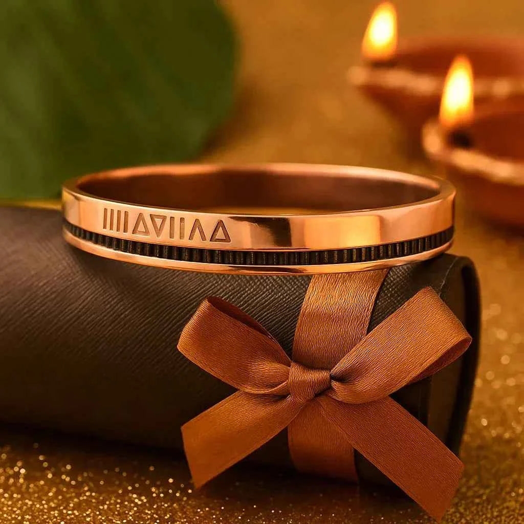 Men's Rose Gold Roman Numeral Kada bracelet