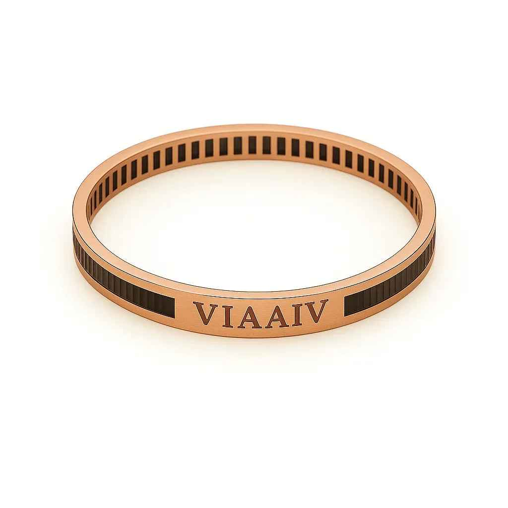 Men's Rose Gold Roman Numeral Kada bracelet
