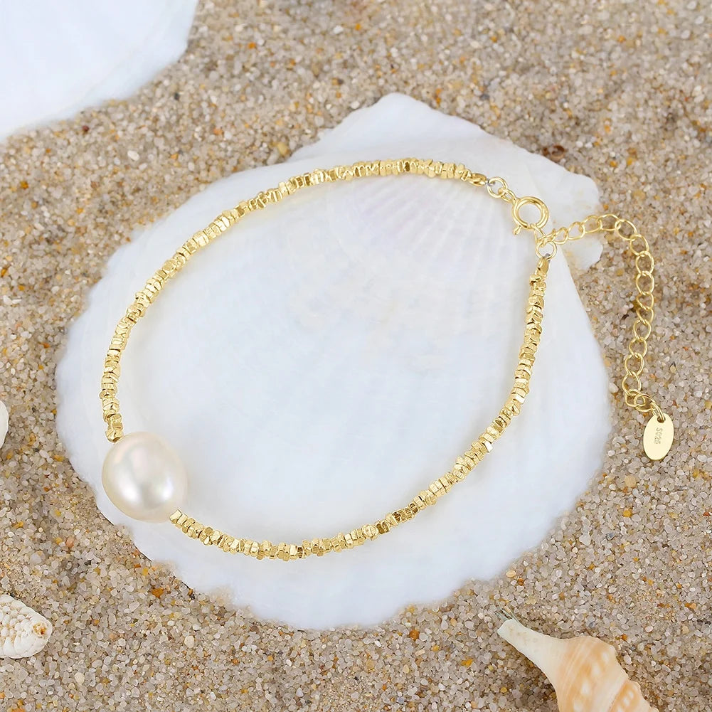 Hand Made Baroque Pearl Bracelet Golden