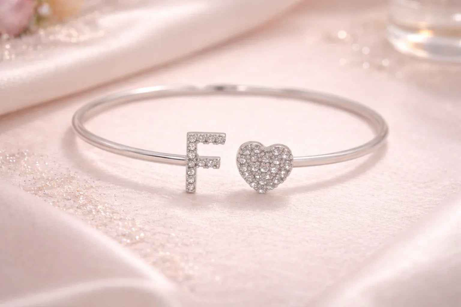 F Initial Heart Bracelet