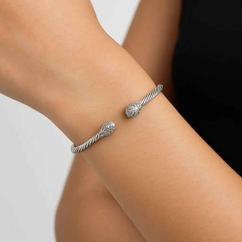 Twisted Cable Open Bangle Bracelet