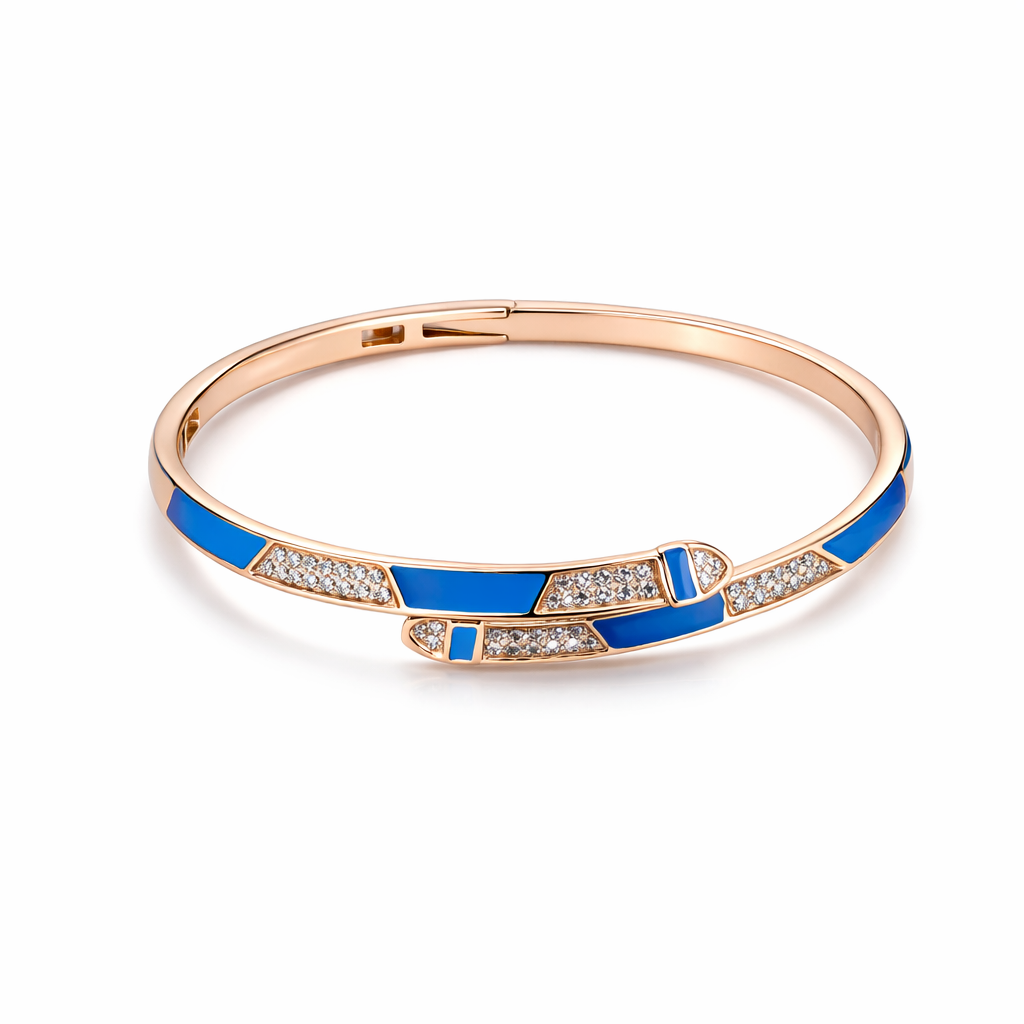 Blue Enamel Open Cuff Bracelet - Miora