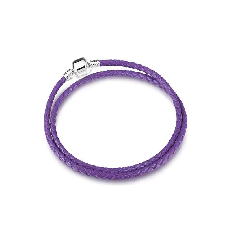 Braided Leather Wrap Bracelet Blue - Miora