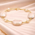 Baroque Pearl & Gold Plated Link Bracelet