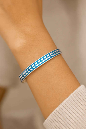 Men's Blue Enamel Chevron Bangle