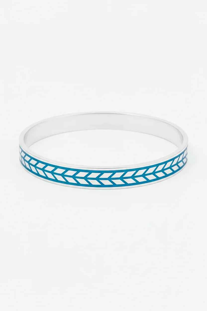 Men's Blue Enamel Chevron Bangle