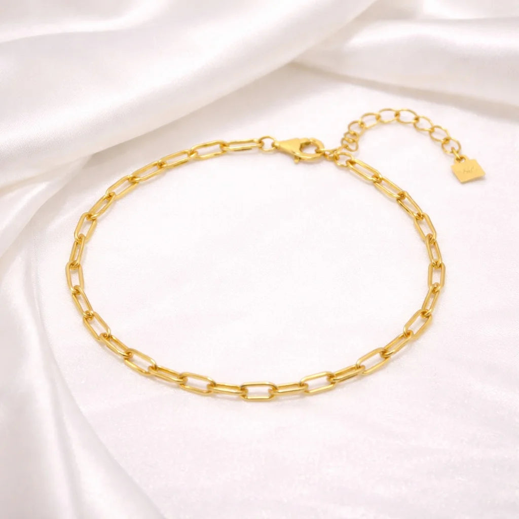 Gold Plated Paperclip Chain Bracelet
