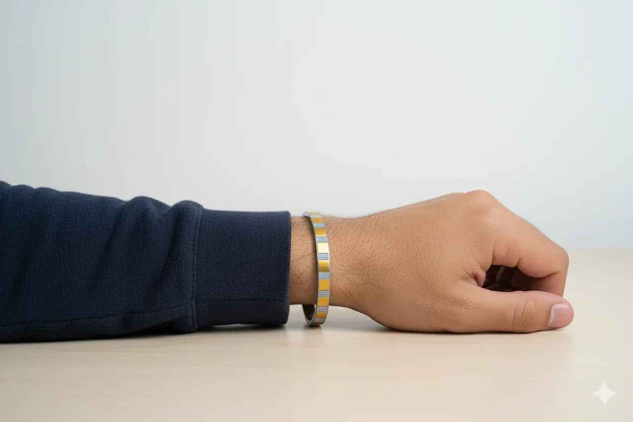 Men Golden Grid kada Bracelet