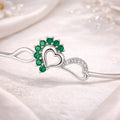 Heart Bracelet with Green Emerald & CZ Detailing