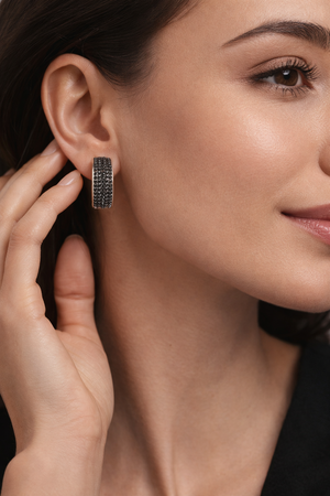 Pave Rectangle Earrings - Miora