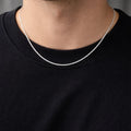 Rhodium Polished Herringbone Chain - Miora