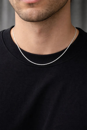 Rhodium Polished Herringbone Chain - Miora