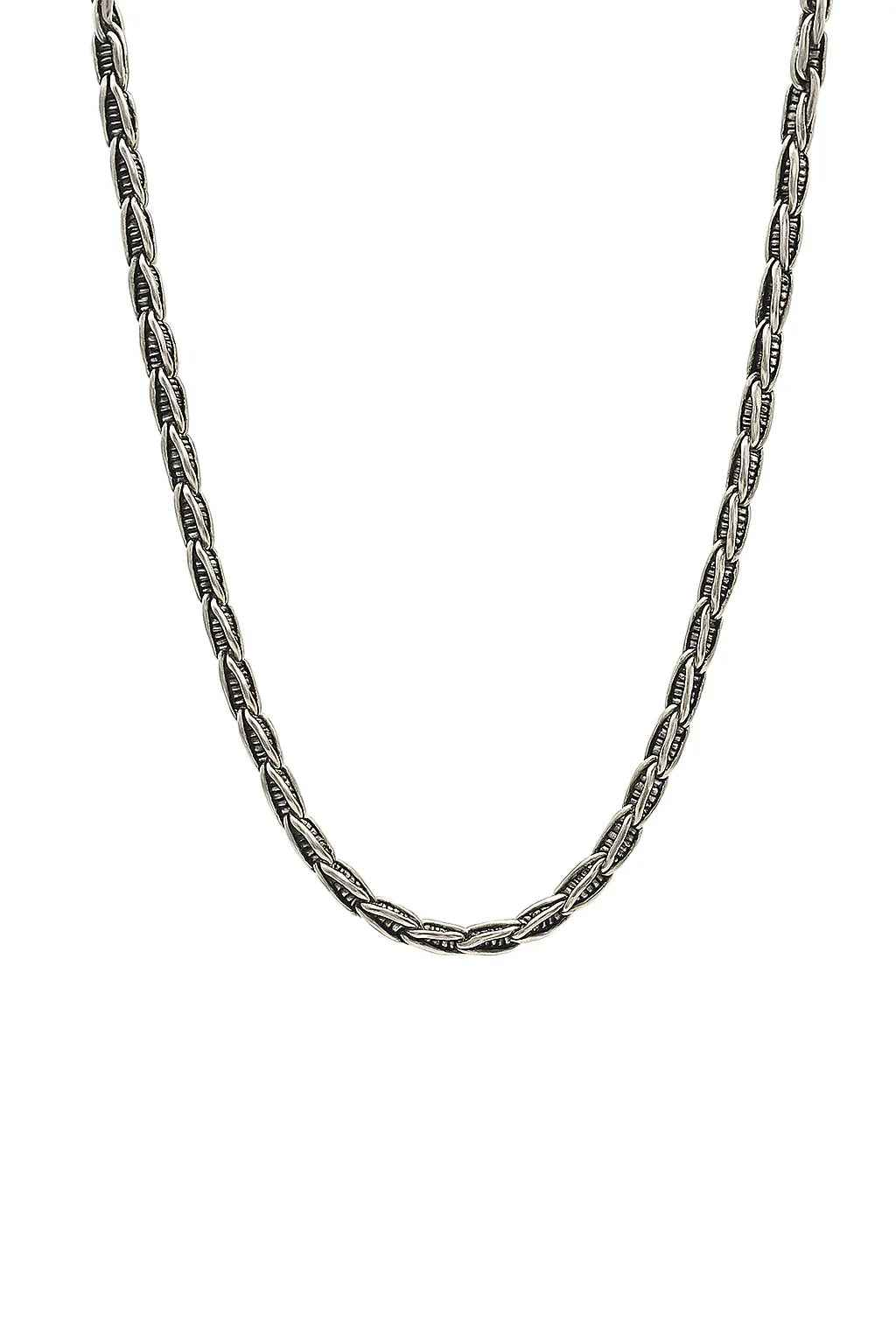 Oxidized Tribal Pattern Chain Necklace | Sterling Silver