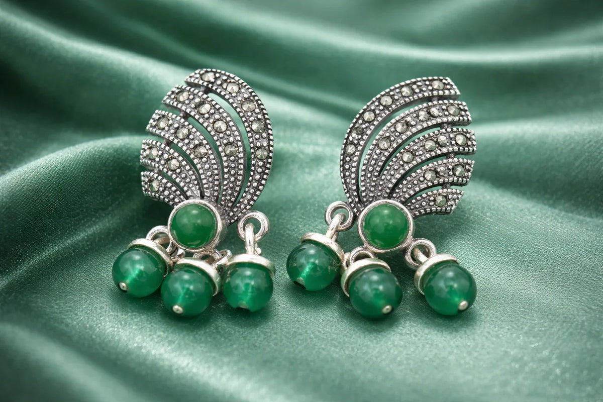 Peacock Feather Earrings - Miora