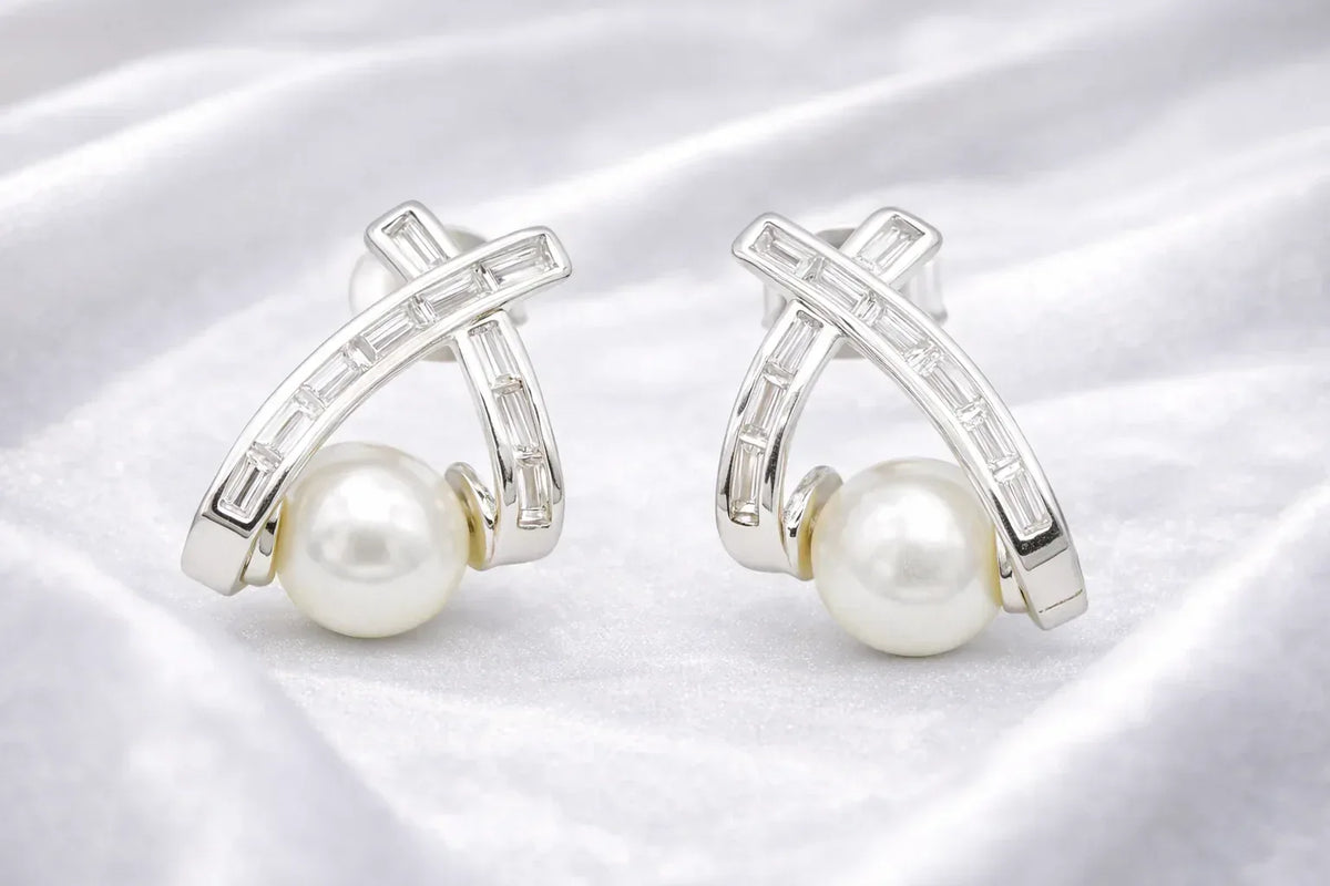Pearl Cross Earrings - Miora